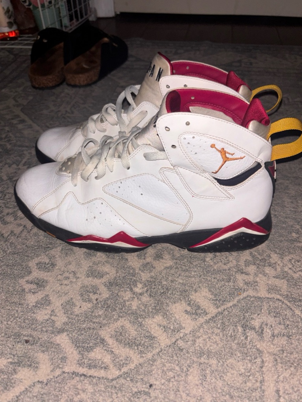 Retro jordan 7s cardinals White and Red High-Top Sneakers
